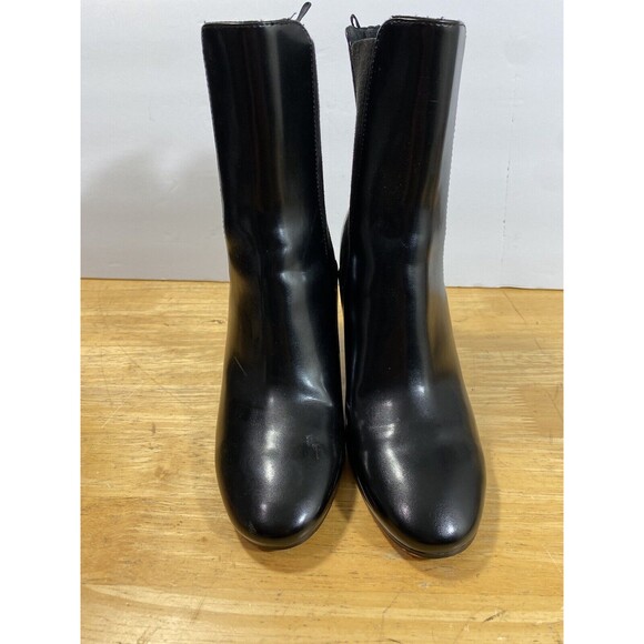 H&M Boots Womens 39 Size 8 Chelsea Black Block Heels Round Toe Casual Comfort - Picture 4 of 9